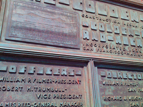 Golden Gate Bridge Enscription Golden Gate Bridge Enscription