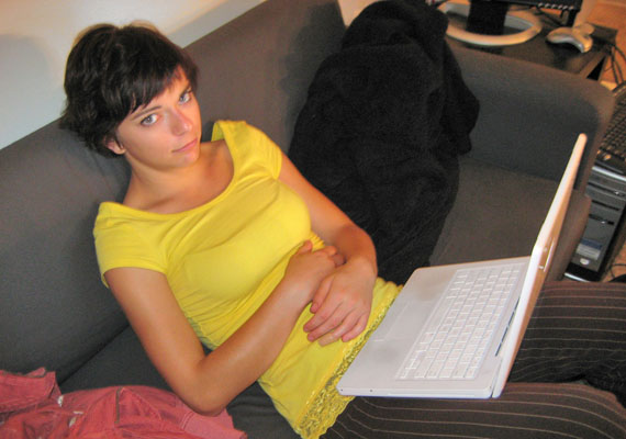 Kristin Norris at her computer